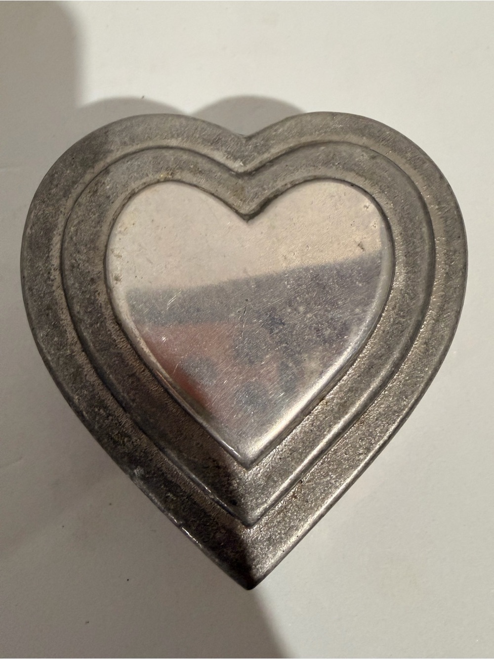 Vintage Pewter Heart Trinket Box Jewelry Keepsake Dish